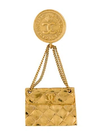 Pre-owned Chanel Vintage Cc Quilted Flap Bag Brooch In Multi