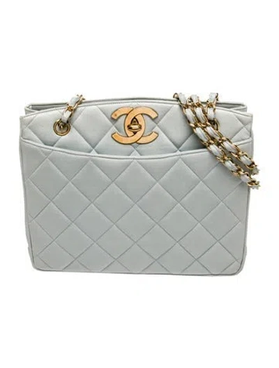 Pre-owned Chanel Vintage Cc Tote In Blue