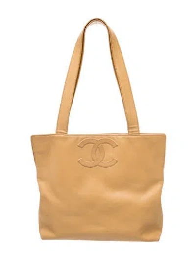 Pre-owned Chanel Vintage Cc Tote In Neutral
