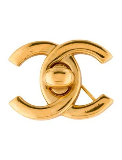 Pre-owned Chanel Vintage Cc Turn-lock Brooch In Multi