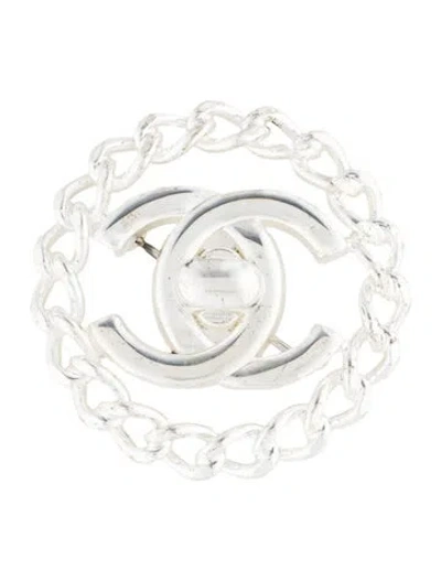 Pre-owned Chanel Vintage Cc Turn-lock Chain Brooch In Multi