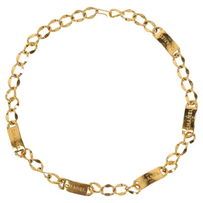 Pre-owned Chanel Vintage Chain-link Belt With '' Engraved Plates In Brown
