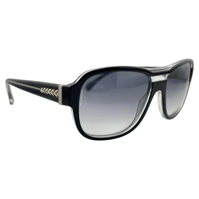 Pre-owned Chanel Vintage  5194 Black & Silver Frame Sunglasses Made In Italy Y2k