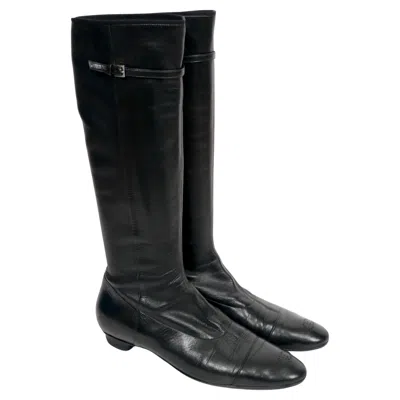 Pre-owned Chanel Vintage  Black Stretch Leather Boots 39.5