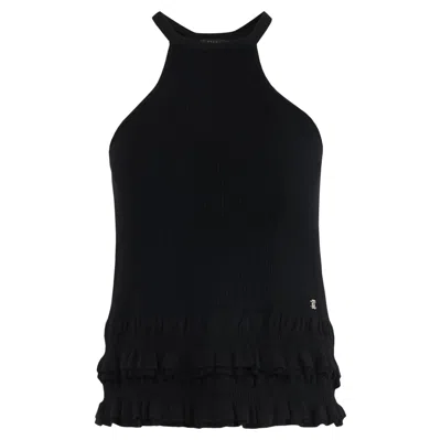 Pre-owned Chanel Vintage  Black Wool Ruffles Tank Top