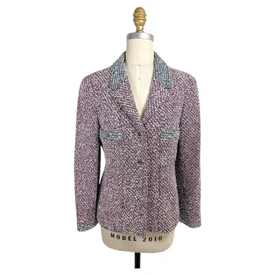 Pre-owned Chanel Vintage  Boutique Spring 1996 Pink Black White Tweed Jacket