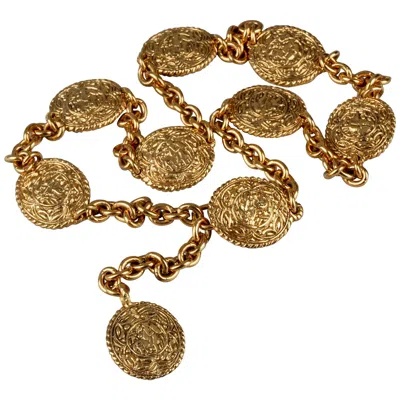 Pre-owned Chanel Vintage  Horse Riding Motif Medallion Necklace Belt In Brown