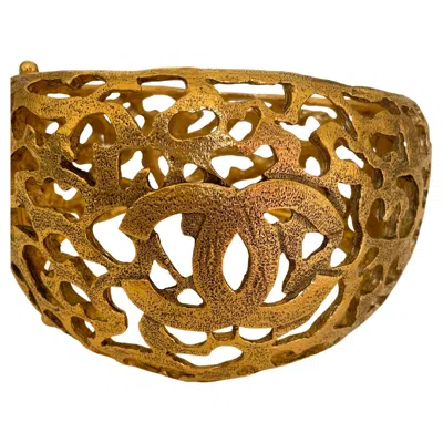 Pre-owned Chanel Vintage  Logo Cc Gold Toned Cuff Haute Couture In Multi