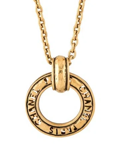 Pre-owned Chanel Vintage ' Paris'' Pendant Necklace, 34" In Multi