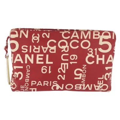 Pre-owned Chanel Vintage Clutch Canvas Red Canvas Clutche & Pouche Bag ()
