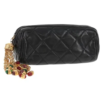Pre-owned Chanel Vintage Clutch Leather Leather Clutche & Pouche Bag () In Black