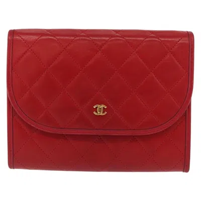 Pre-owned Chanel Vintage Clutch Leather Red Leather Clutche & Pouche Bag ()