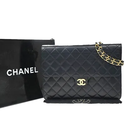 Pre-owned Chanel Vintage Clutch With Chain Quilted Leather Black Leather Clutche & Pouche Bag ()