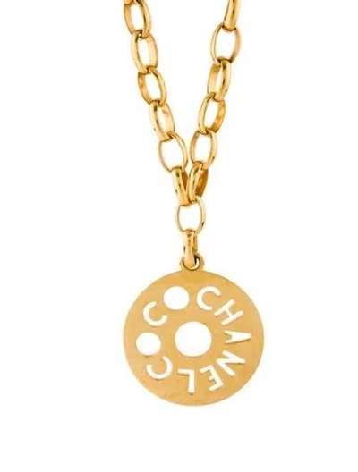 Pre-owned Chanel Vintage Coco Cutout Medallion Pendant Necklace, 32" In Multi