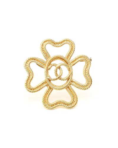 Pre-owned Chanel Vintage Coco Mark Brooch In Yellow