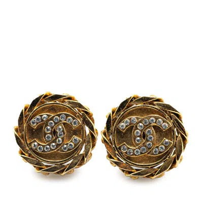 Pre-owned Chanel Vintage Coco Mark Chain Earrings In Gold