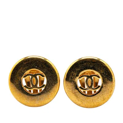 Pre-owned Chanel Vintage Coco Mark Earrings Gold