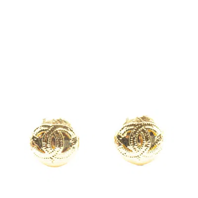 Pre-owned Chanel Vintage Coco Mark Earrings Gold