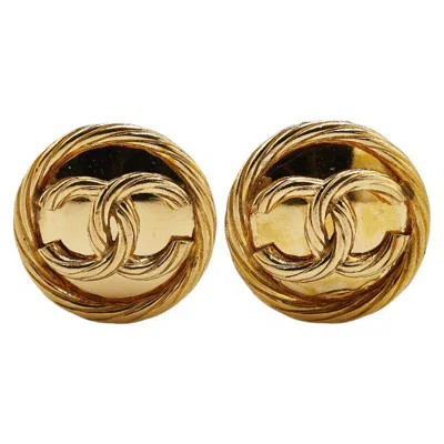 Pre-owned Chanel Vintage Coco Mark Earrings Gold
