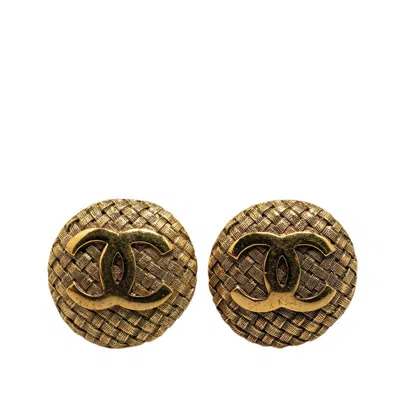 Pre-owned Chanel Vintage Coco Mark Gold Earrings