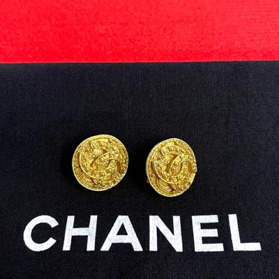 Pre-owned Chanel Vintage Coco Mark Gp Earrings Gold
