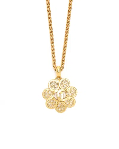 Chanel Vintage Coco Mark Necklace In Gold