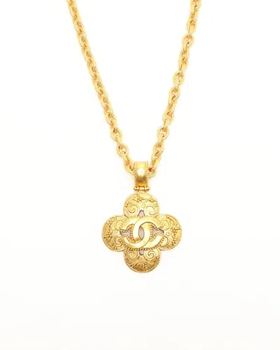 Pre-owned Chanel Vintage Coco Mark Necklace In Gold