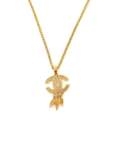 Chanel Vintage Coco Mark Necklace In Gold
