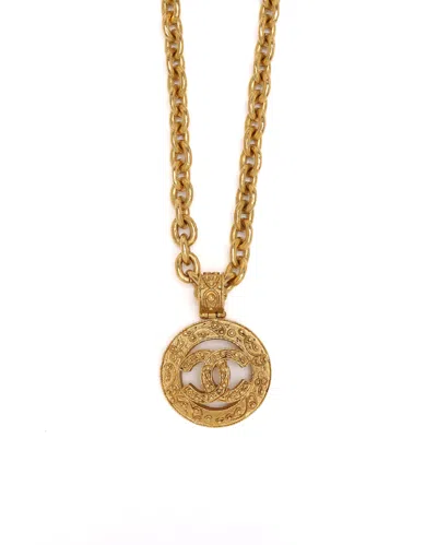 Pre-owned Chanel Vintage Coco Mark Necklace In Yellow