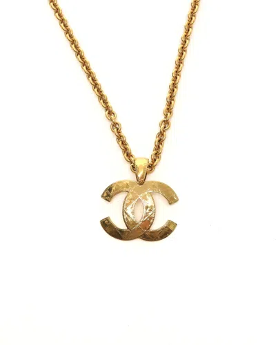 Pre-owned Chanel Vintage Coco Mark Necklace In Yellow