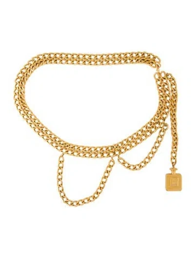 Pre-owned Chanel Vintage Coco Perfume Chain-link Belt In Gold