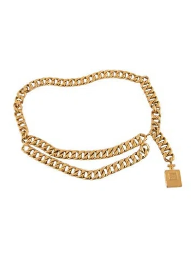 Pre-owned Chanel Vintage Coco Perfume Chain-link Belt In Gold