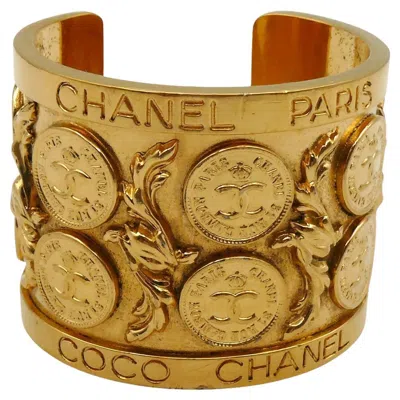 Pre-owned Chanel Vintage Coin Stamp Cuff Bracelet, 1988 In Multi