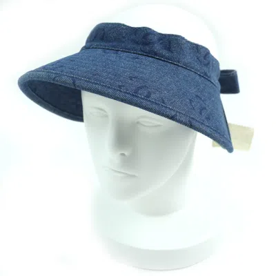 Pre-owned Chanel Vintage Cotton Denim Sun Visor In Blue