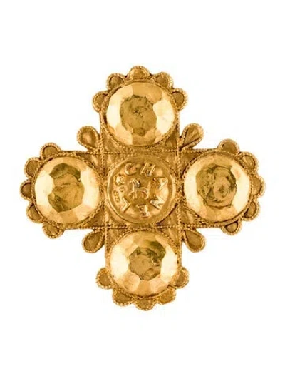Pre-owned Chanel Vintage Cross Brooch In Multi