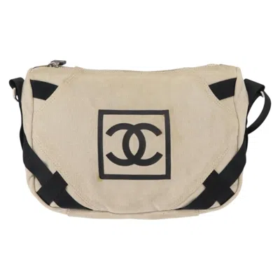 Pre-owned Chanel Vintage Crossbody Bag Canvas Canvas Shoulder Bag Bag () In Sand