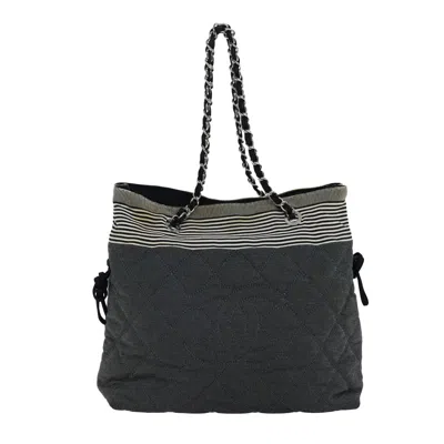 Pre-owned Chanel Vintage Cruise Line No.5 Tote Quilted Canvas Canvas Bag () In Gray