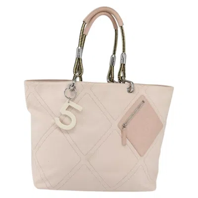Pre-owned Chanel Vintage Cruise Line No.5 Tote Quilted Canvas Pink Canvas Tote Bag Bag ()
