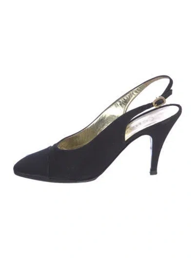 Pre-owned Chanel Vintage Crystal Embellishments Slingback Pumps In Blue