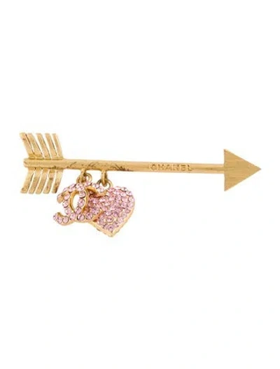 Pre-owned Chanel Vintage Cupid's Arrow Hair Clip In Gold