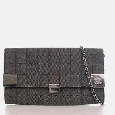 Pre-owned Chanel Vintage Denim Chocolate Bar Flap Bag In Blue