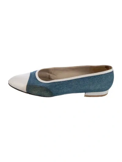 Pre-owned Chanel Vintage Denim Flats In Blue