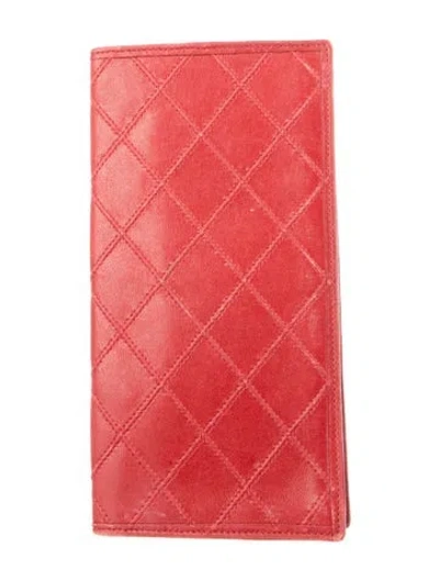 Pre-owned Chanel Vintage Diamond Quilt Wallet In Red
