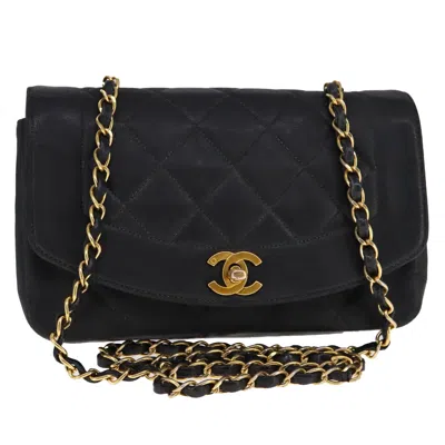 Pre-owned Chanel Vintage Diana Flap Bag Quilted Lambskin Leather Shoulder Bag Bag () In Black