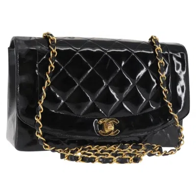 Pre-owned Chanel Vintage Diana Flap Bag Quilted Patent Patent_leather Shoulder Bag Bag () In Black