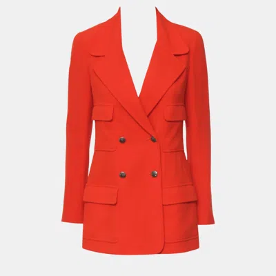 Pre-owned Chanel Vintage Double-breasted Jacket In Orange