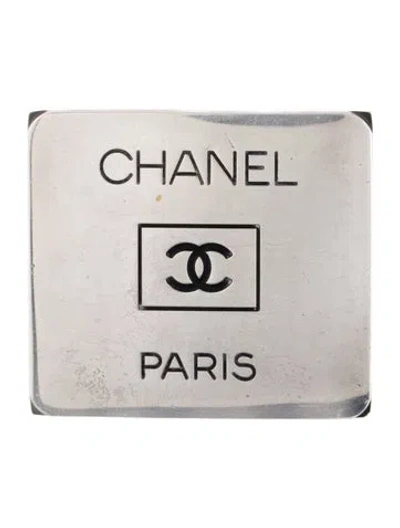 Pre-owned Chanel Vintage Enamel Cc Logo Brooch In Black
