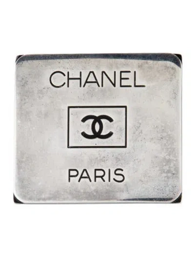 Pre-owned Chanel Vintage Enamel Cc Logo Brooch In Multi