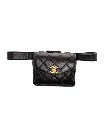 Pre-owned Chanel Vintage Envelope Belt Bag In Black
