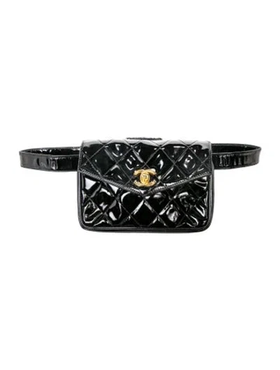 Pre-owned Chanel Vintage Envelope Belt Bag In Black